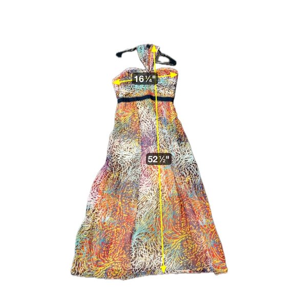 BCBGMaxAzria Inga One Shoulder Halter Silk Maxi Dress Multicolor Sz 10 Cocktail - Picture 9 of 12